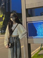 镂空针织衫女夏季2025新款薄款外搭背心吊带短款上衣罩衫披肩外套