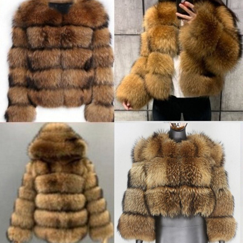 Fur jacket raccoon patchwork women's artificial fur_voghion.com