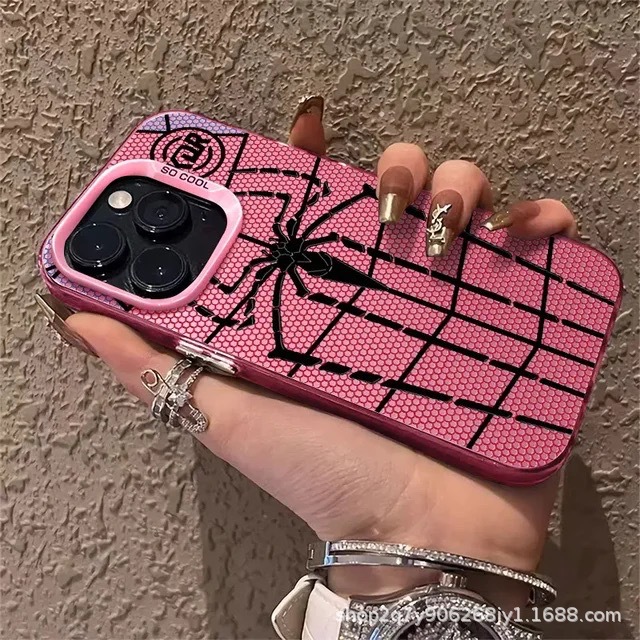 黑蜘蛛适用苹果15彩银iPhone14pro创意13/11promax彩银16保护套78