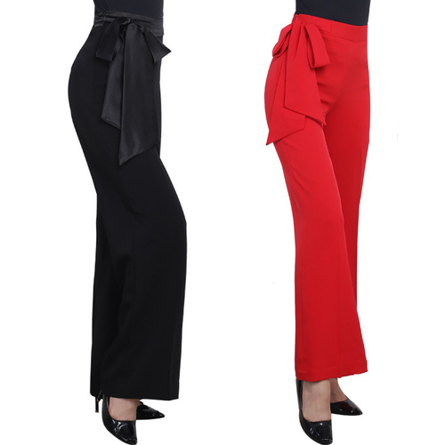 Women's Latin Dance Wide Leg Pants, New Style High-Waisted Long Pants for Social Dance, Ballroom Dance, Modern Dance, and Square Dance
