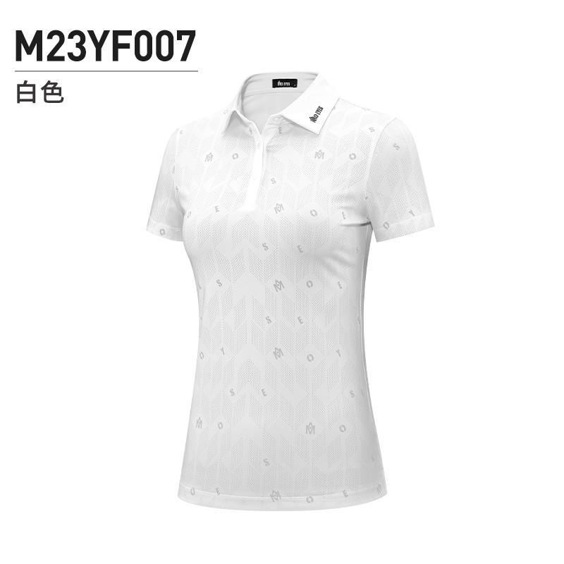 Áo phông nữ in hoa ngắn tay chơi golf vải thể thao đàn hồi cao mùa hè — M23YF007-màu trắng