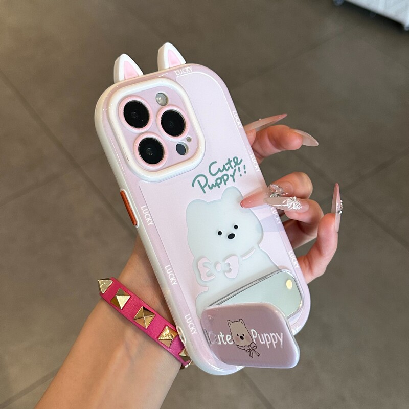 立体耳朵西高地支架适用苹果16手机壳vivo小米15oppo华为pura70|undefined