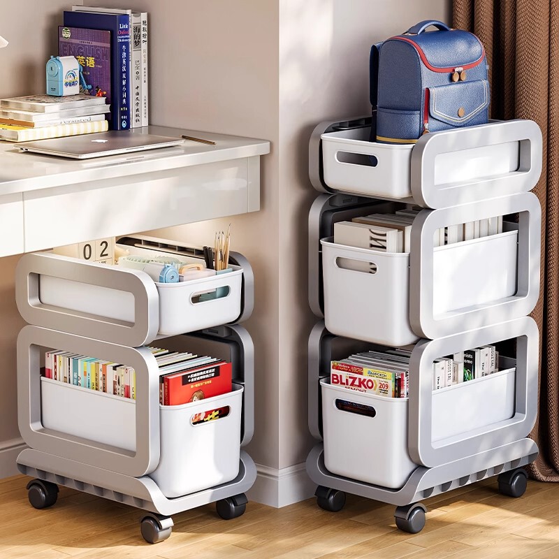 Movable Student Desk Side Storage Rack Trolley Kidsren's Under-Desk Storage Cabinet School Bag Storage Rack