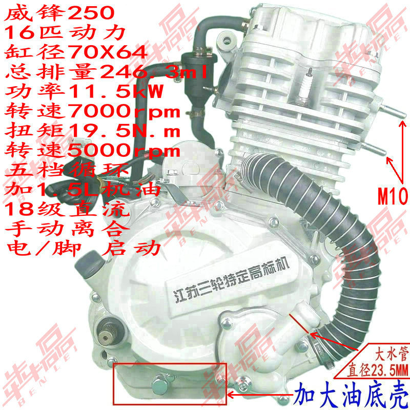 Jiangsu Zongshen Same Model Weifeng 200250300350 Dual Cooling Jiangsu Three-Wheel Motorcycle Heavy-Duty Engine Assembly