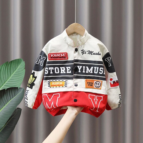 1017 Boys Motorcycle Jacket  New Baby Autumn Fashionable Clothes Children's Season Handsome Street Tops Trendy