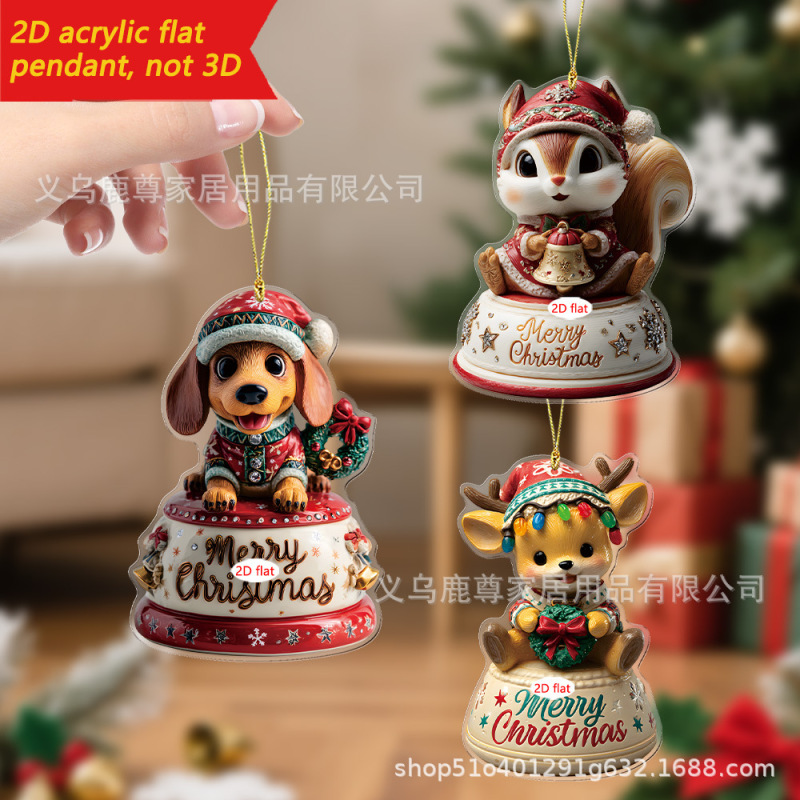 卡通举手的雪人和圣诞老人2D亚克力车载背包挂件挂饰装饰展示道具|undefined