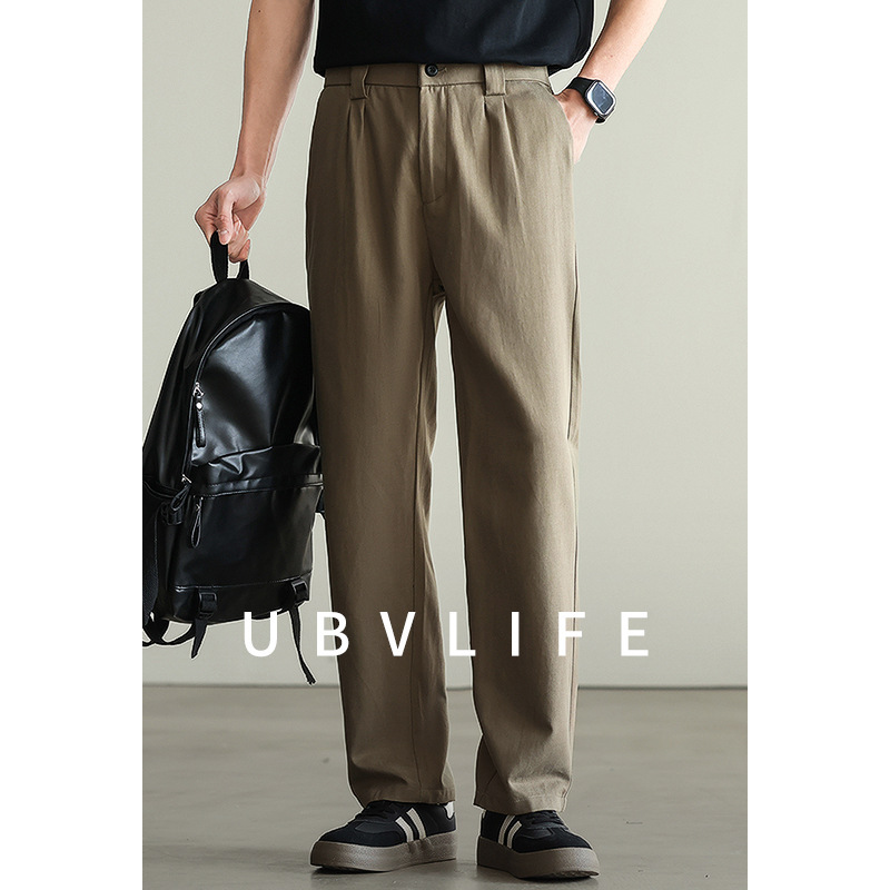 【Lyocell Tencel & Cotton】Drapey Straight-Leg Casual Pants for Men, 2026 Spring Commuter Khaki Wide-Leg Pants