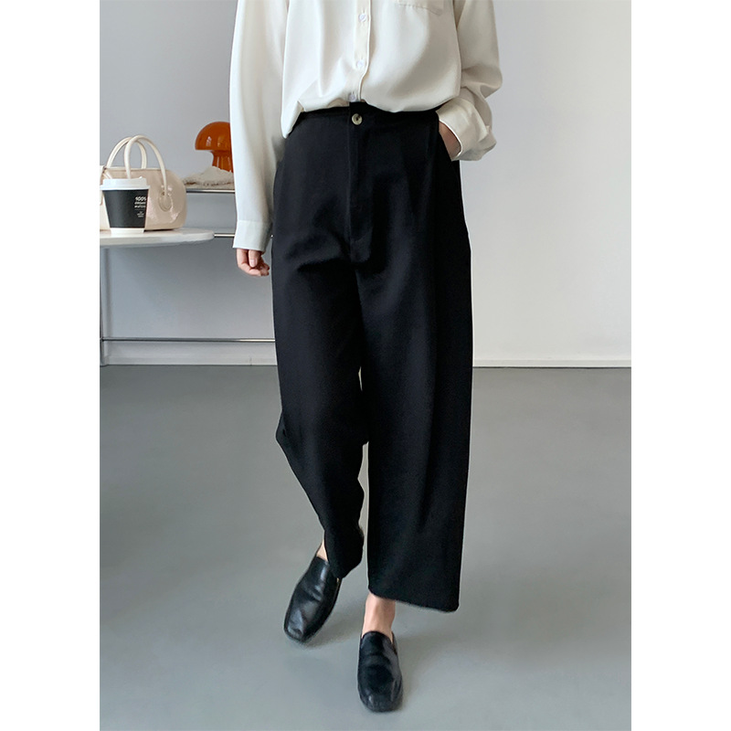 Surging river Bi enters! Straight tube trousers with a sense of sagging and wrinkle resistant cropped pants for women 2022 spring high waist casual pants 0838
