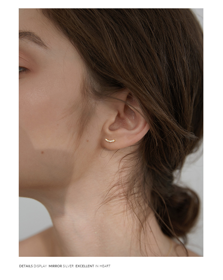 Sunburst Diamond Smile Earrings For Women Elegant Unique Studs_voghion.com