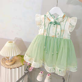 女童连衣裙2025新款时髦洋气小童国风网纱裙女宝宝夏装公主裙外贸