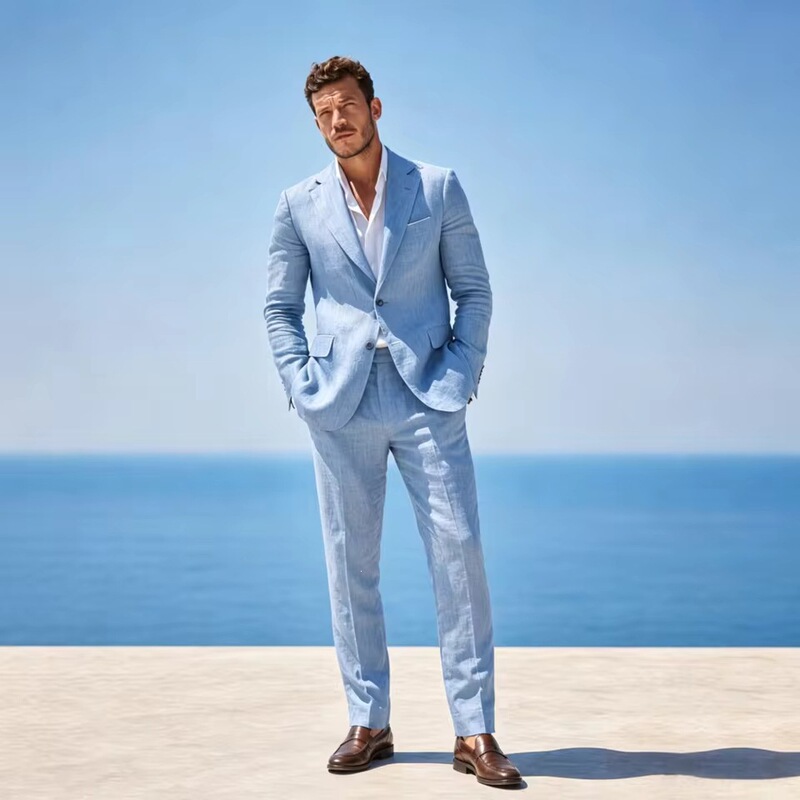 Amazon Men's Casual Suit Set for Cross-Border Trade, New Solid Color Fashion Slim-Fit Wedding Groomsman Suit Amazon Men's Casual Suit Set for Cross-Border Trade, New Solid Color Fashion Slim-Fit Wedding Groomsman Suit