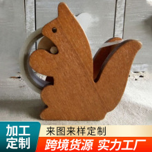 加工定制木质摆件胶带座桌面透明胶带切割器 可爱动物胶带切割器