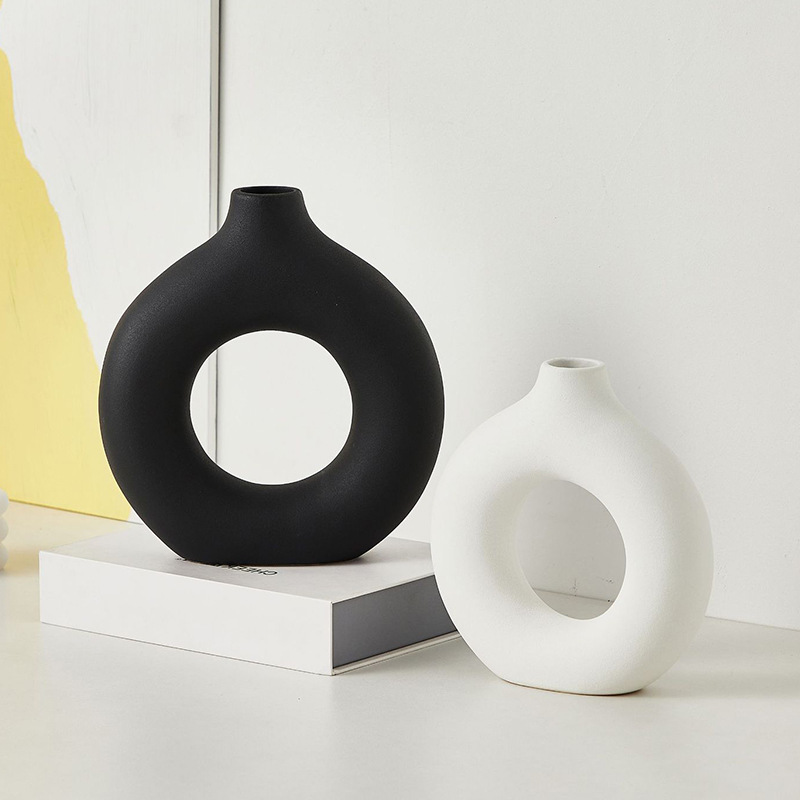 Amazon creativo donuts flor de cerámica flor de alto nivel de sensación de sala de estar comedor geometría decoración decorativa de mesa