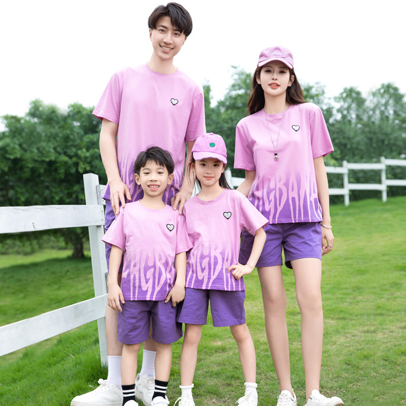 Kin-Kin's Summer Dress Korean Short-sleeved T-shirt Family of Three suit Primary and Secondary School Kindergarten Activity Clothing