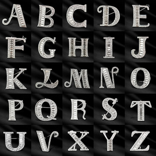 English 26 Letters Brooch Rhinestone Elegant Alloy Pin Diamond Elegant Corsage Jewelry Accessories Clothing Accessories