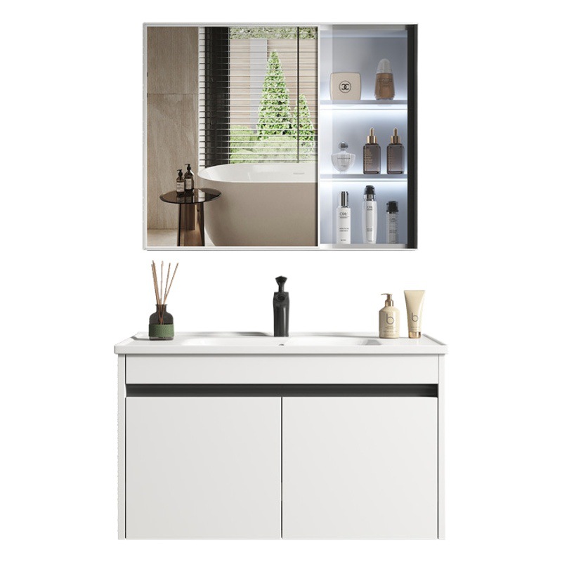 Panal gabinete de baño de aluminio de cerámica cuenca integrada espacio de baño de aluminio lavabo gabinete lavabo combinación