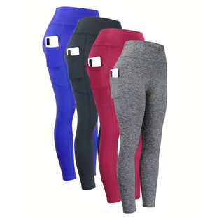 Amazon Explosions Foreign Trade Yoga Running Sports Fitness Pants Side Mobile Phone Pocket Sports Yoga Pants