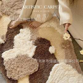 奶油风卧室女孩房间装饰布置床边毯客厅沙发地毯高级长条毛绒地垫