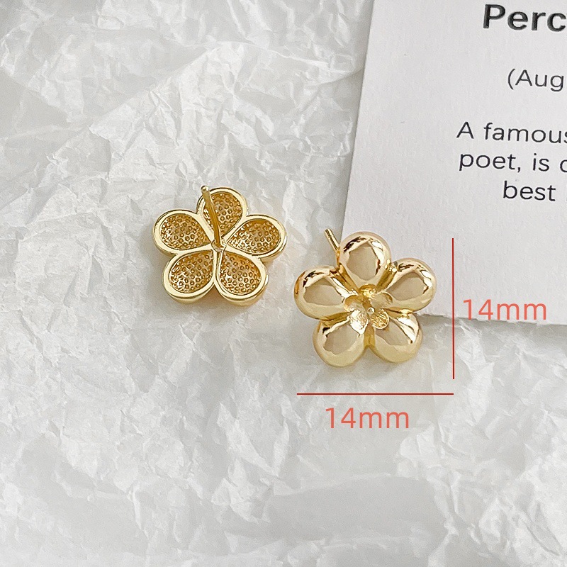 1 Pair Diameter 14mm Copper 18K Gold Plated Flower Polished Earring Findings display picture 6