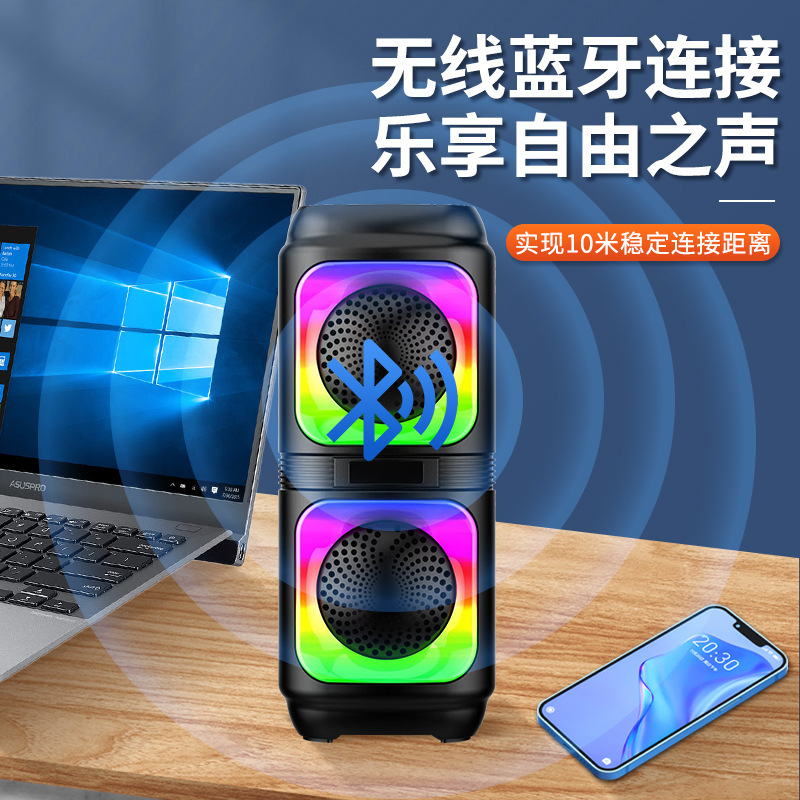 メーカー製マイク内蔵カードスロット付き家庭用屋外カラオケスピーカー、サブウーファー搭載Bluetoothスピーカー、ステレオBluetooth5.2|undefined