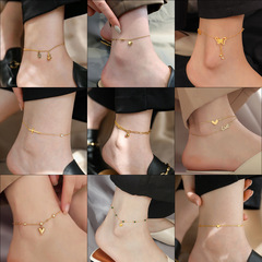 2025 新しい東莞チタン鋼アンクレット女性のためのライト高級ハイエンドステンレス鋼メッキ 18 k ゴールド非退色女性のアンクレット