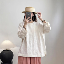 2025秋季新品清新淡雅新中式提花肌理感衬衫上衣复古宽松