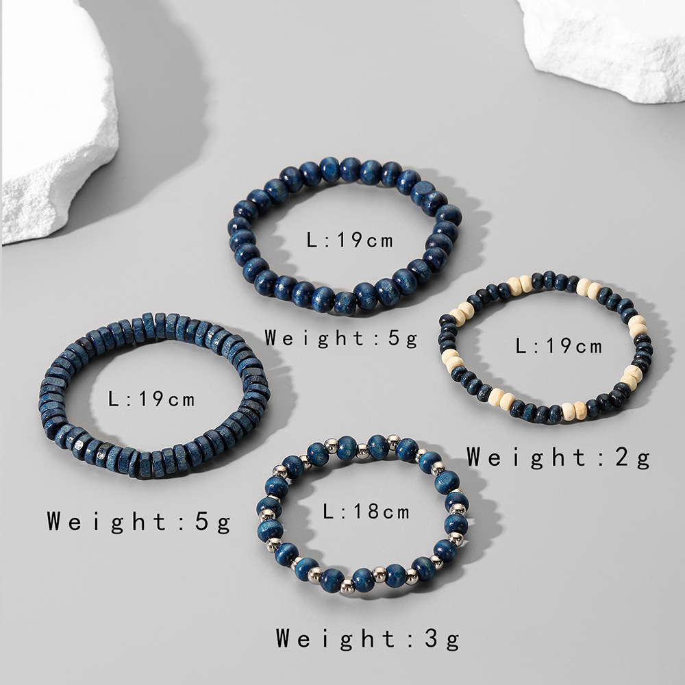 Simple Style Solid Color Wooden Beads Polishing Men's Bracelets display picture 1