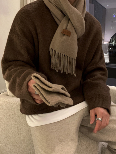 MYQ Solid-Color Lazy-Style Sweater for Men | Winter Warm Base Layer | Korean-Style Trendy Loose-Fit Pullover Knitwear