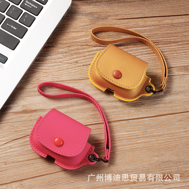 Apple earphone shell skin feeling leather material airpods Bluetooth headset bracelet protective cover drop-resistant bracelet leather cover