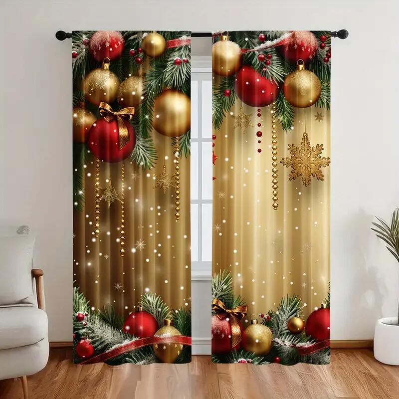 Amazon Small Curtain Christmas Lights Cartoon Digital Printing Coffee Curtain Kitchen Sink Cabinet Dustproof