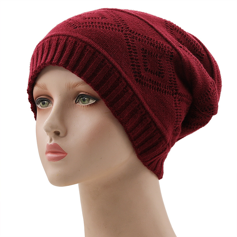 Solid Color Wool Diamond Knitted Hat Wholesale Nihaojewelry display picture 4