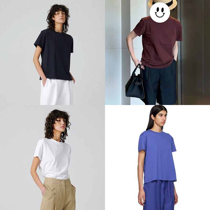 Studio N短袖t恤女纯色六色圆领正肩体恤上衣2024夏季欧美风小众