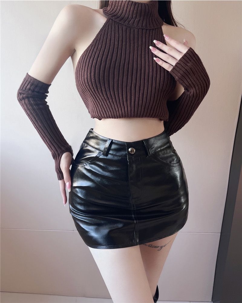 Fashionable PU Leather Skirt