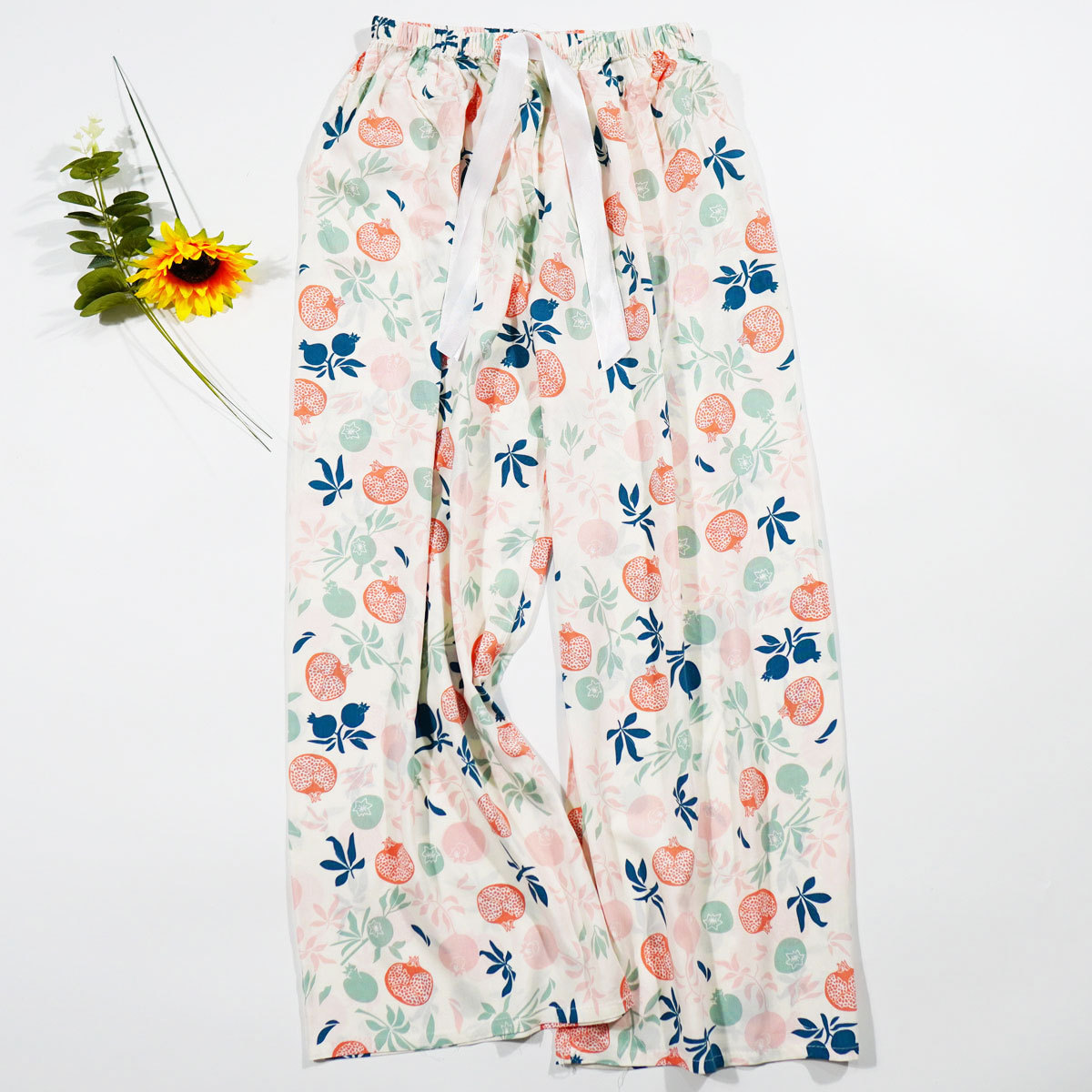 Pantalones de pijama de verano Source 45 de algodón y seda, pantalones anchos de nueve puntos para mujer, finos, talla grande, pantalones holgados para aire acondicionado, pantalones de playa