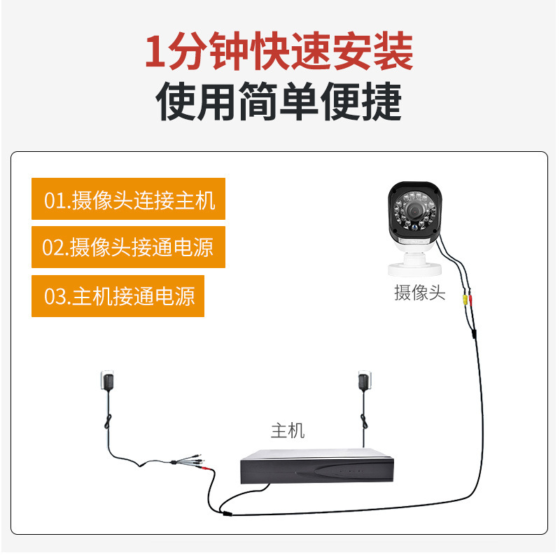 AHD监控套装CCTV camera KIT摄像头4路8路监控摄像头套装