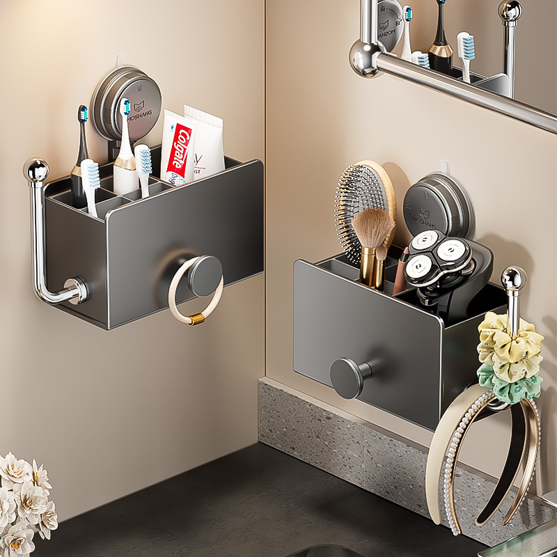 Suction Cup Comb Storage Rack, Razor, Toothpaste, Toothbrush Storage Tube, Bathroom Wall-Mounted Hair Hoop and Hair Tie Storage Artifact