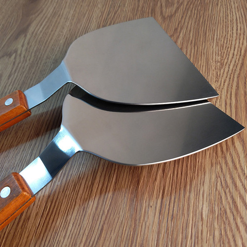 Wooden handle stainless steel plate burning spatula high temperature steak pancake hamburger spatula cooking tool household Japanese grilling spatula