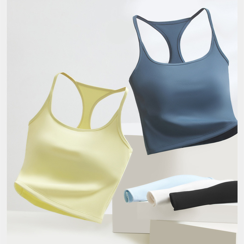 High-Intensity Sports Tank Top with Slim Fit, Integrated Fixed Cups, Seamless Straps, Side Breast Coverage, and Shock-Absorbing Features