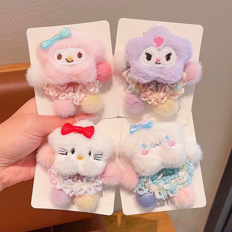 Otoño y invierno adornamientos de cabello de niña lindos dibujos animados muñecas anillo de cabello Star Delu cuerda de cabello dulce Sanliou cinta de pelusa