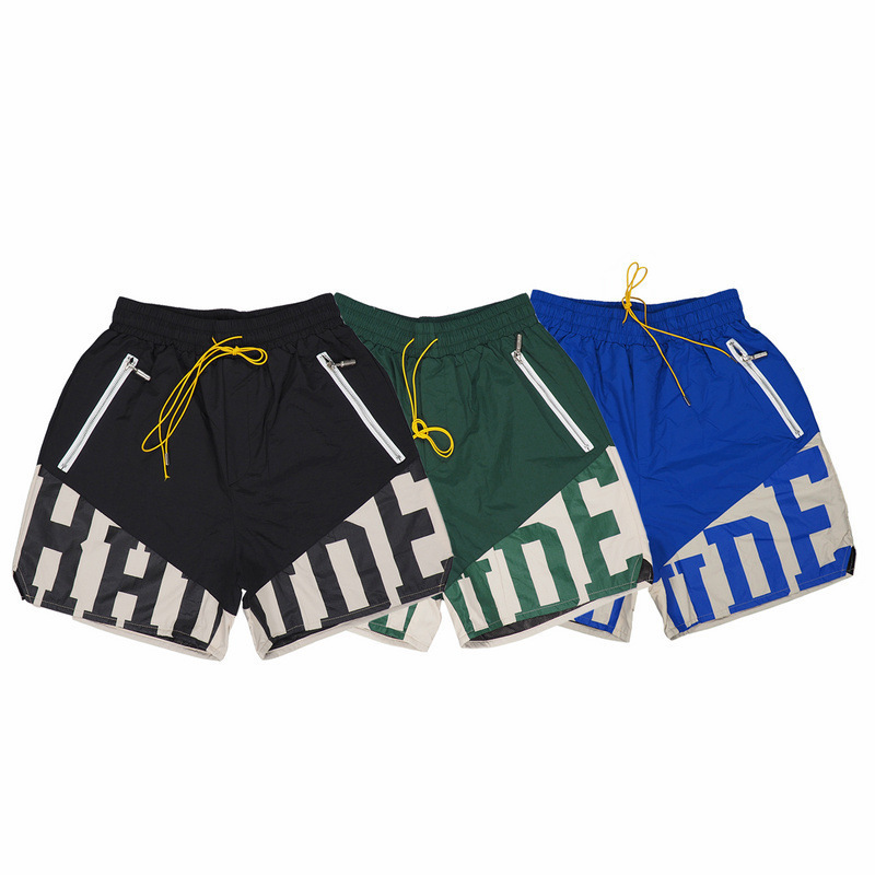 Cross-border European and American Fashion Brand RHUDE Tether Loose Casual Shorts Men's and Women's High Street Colorblock Beach Sports Pants