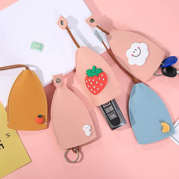 K-Style Ins Girly Heart Cartoon Pull-Out Key Bag Creative Pu Leather Car Key Protective Cover Universal