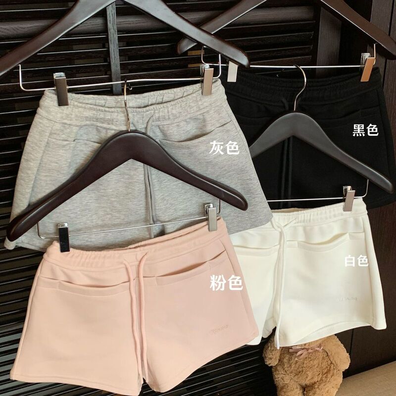 Rayon Air Layer High-Waisted Drawstring Sports Shorts for Women, Summer Hip-Covering Slimming Wide-Leg Pants, Stylish A-Line Sweatpants Rayon Air Layer High-Waisted Drawstring Sports Shorts for Women, Summer Hip-Covering Slimming Wide-Leg Pants, Stylish A-Line Sweatpants