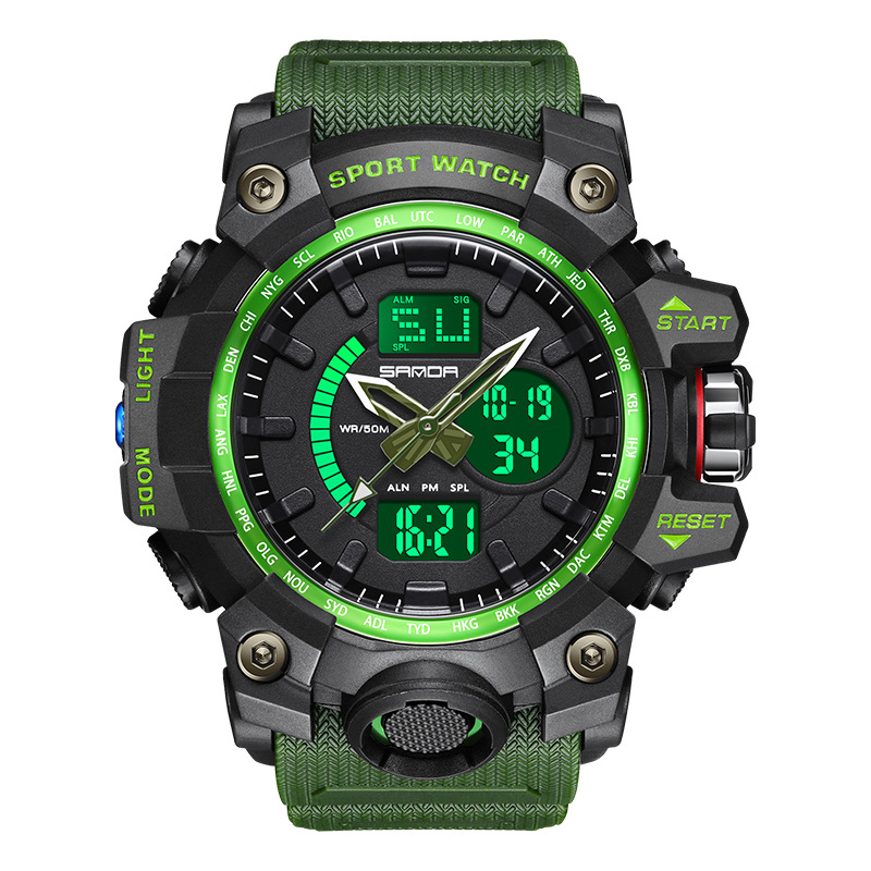 SANDA 3132 reloj electrónico de los hombres de moda personalizado reloj digital estudiante al aire libre impermeable reloj multifuncional