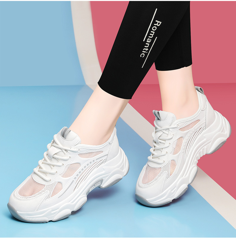 Giày sneaker nữ lưới thoáng khí đế dày phong cách thể thao mùa hè — 1946 trắng xám, 1946 trái cây xanh chi tiết 4
