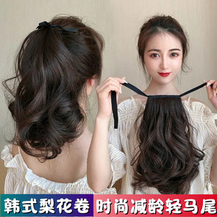 Wig ponytail strap pear flower curly hair high ponytail natural short fake ponytail artificial hair arger fake hair female
