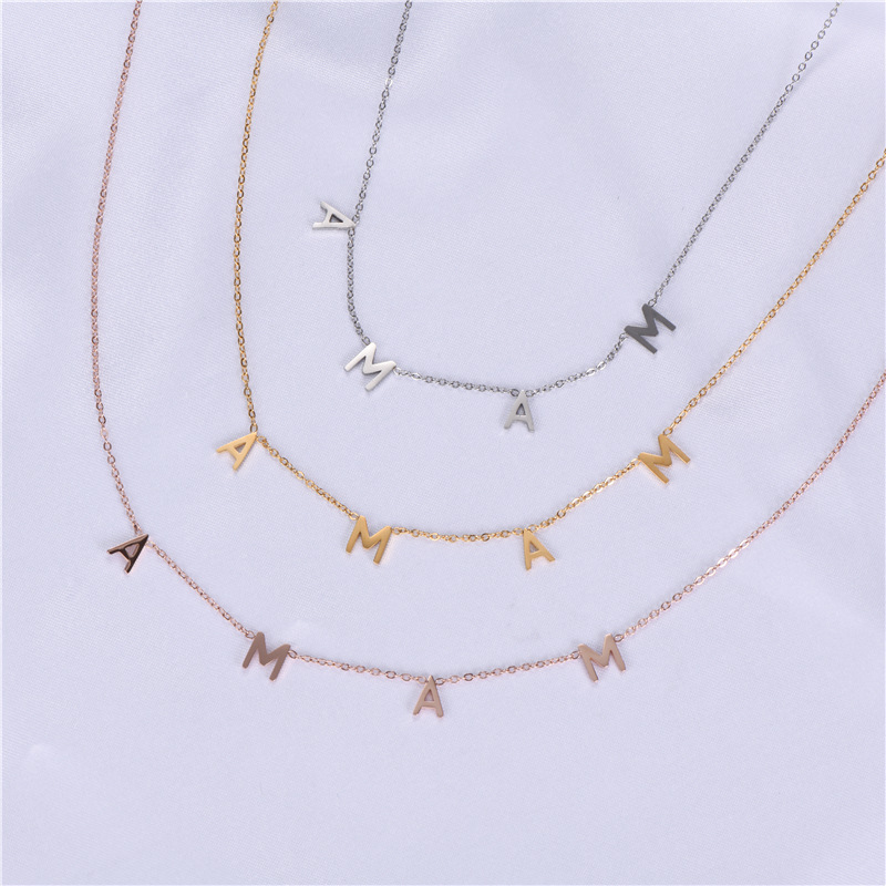 cable chain Chain Type Daily Occasion Simple Style Letter Stainless Steel Titanium Steel Plating Necklace