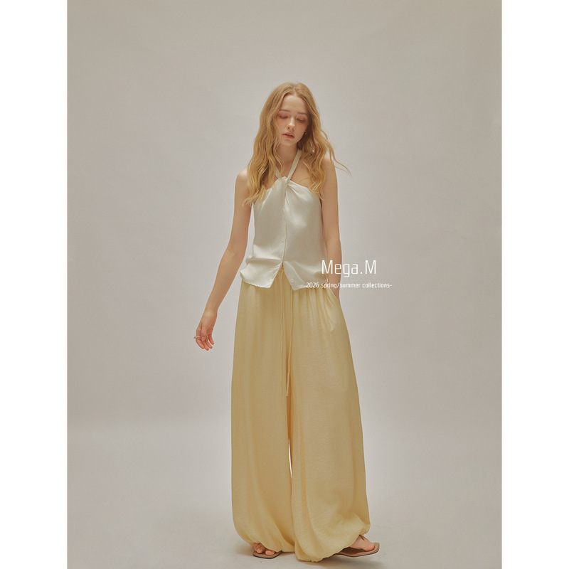 Margemeng Thin Textured Lantern Pants for Women, Summer New Style 2026, Drapey Airy Loose Long Pants