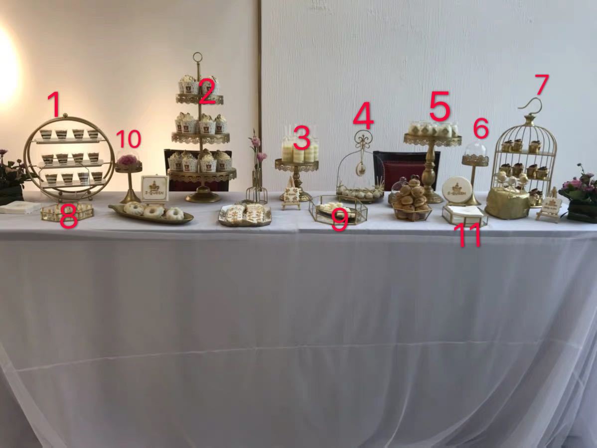 Postre de oro Decoración de mesa soporte de exhibición traje creativo europeo pastel merienda stand buffet comida fría té mesa de descanso image 26