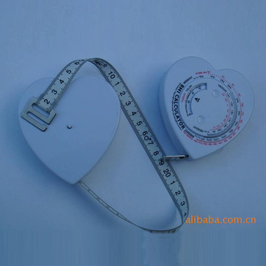 厂家直供bmi健康卷尺心形随声携带礼品卷尺双面刻度BMI卷尺