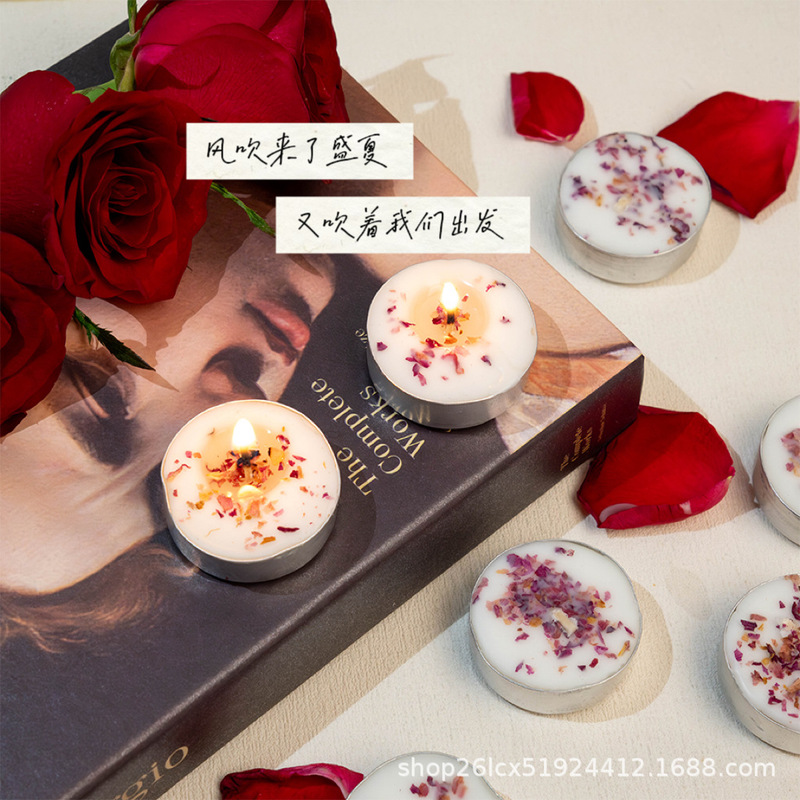 2025年跨境款玫瑰花瓣香薰蜡烛50只每盒玫瑰香味情人节.婚礼.专用|undefined